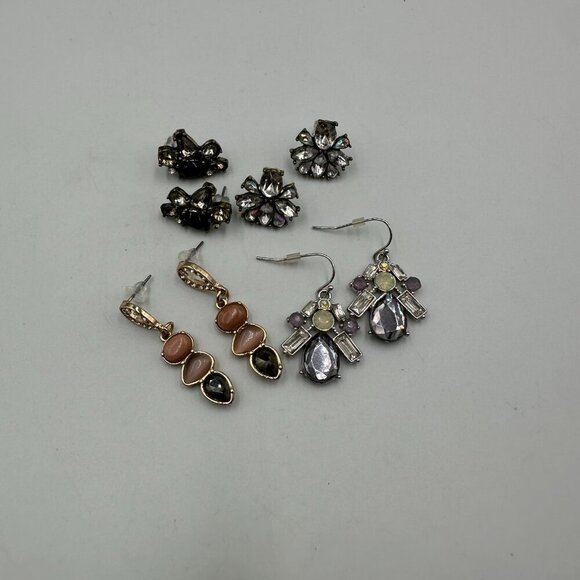 3/$30 Earring Lot Pierced Statement Crystal Rhinestone Teardrop Jewel Dangle - Picture 3 of 15